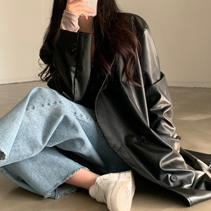 Droma pronto per la spedizione di giacca a vento Vintage stile coreano <span class=keywords><strong>Trench</strong></span> nero <span class=keywords><strong>lungo</strong></span> da <span class=keywords><strong>donna</strong></span> in finta <span class=keywords><strong>pelle</strong></span> giacca a vento Vintage - Product Image 3