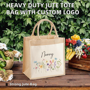 Sac fourre-tout robuste en toile de jute et lin imperméable, broderie personnalisée, ouverture supérieure, doublure en toile, promotionnel hiver été automne - Product Image 2