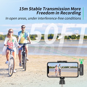 ไมโครโฟนไร้สายแบบพกพา 2in1 พร้อมกล่องชาร์จขนาดเล็ก 2.4GHz ไมค์หนีบปกเสื้อ สำหรับบันทึกเสียงในสตูดิโอและสัมภาษณ์ - Product Image 5