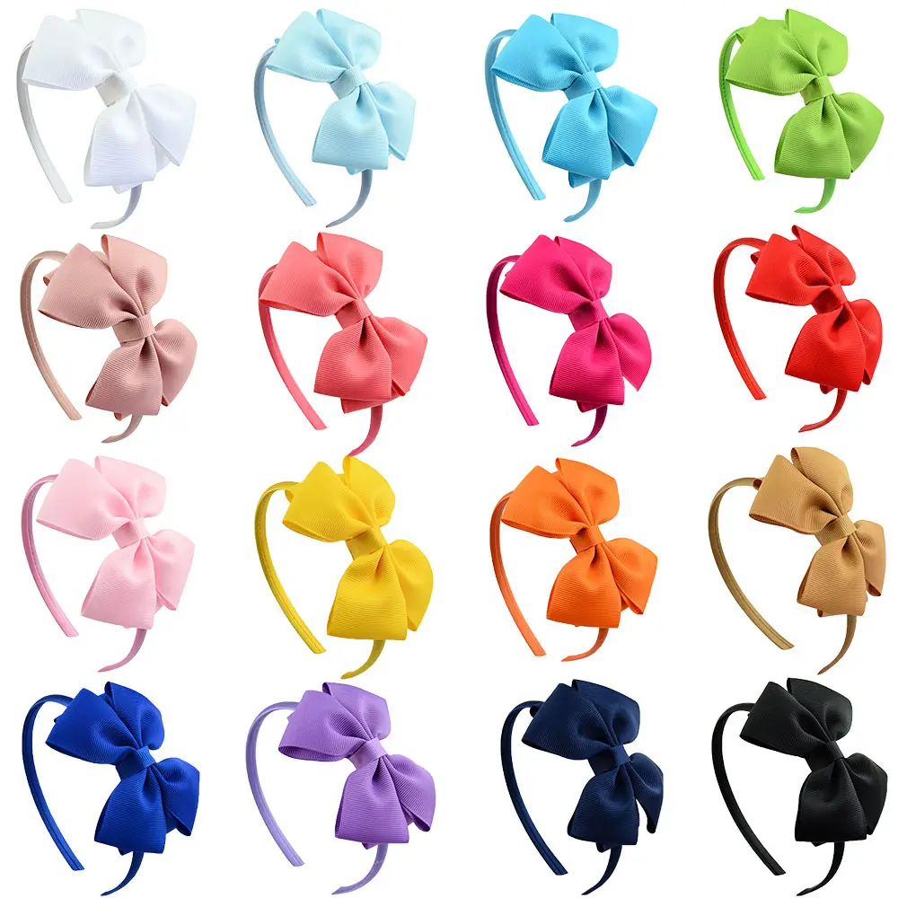 Grosir pita ikat kepala pita manis buatan tangan ikat rambut ikatan simpul untuk bayi anak-anak gaya uniseks dengan Logo kustom