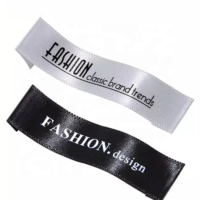 Özelleştirilmiş saten bakım etiketi yıkama talimatı dokuma kumaş giyim için dokuma etiket