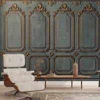 Papier peint imitation panneaux de bois en stuc ancien, motif mural classique en bois