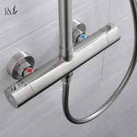 Ensemble de douche thermostatique intelligent en acier inoxydable 304 avec robinet, double poignée, buse de surpression et système de douche pluie pour salle de bain