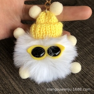 Llaveros de peluche con forma de bola de pelo, 5 cm, portátiles, con forma 3D, imitación de piel de conejo, para bolso, accesorios de coche, decoración de moda juvenil - Product Image 5