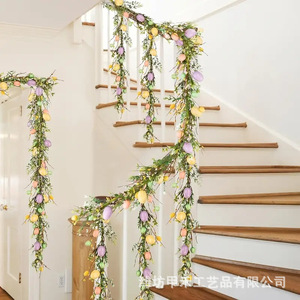 Spring <b>Easter</b> Egg Wreath Artificial Rattan Colorful Flower <b>Ornaments</b> Holiday Decor Creative <b>Easter</b> Items - Product Image 4