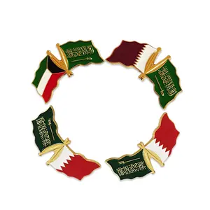 하이 퀄리티 사우디 아라비아와 카타르/바레인/쿠웨이트 크로스 플래그 핀 마그네틱 배지