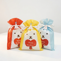 Pochette à cordon en matériau Non tissé jetable rouge mignon dessin animé chien motif fête cadeau paquet enfants sacs d'anniversaire