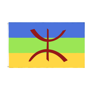 <span class=keywords><strong>Drapeau</strong></span> <span class=keywords><strong>berbère</strong></span> Kabylie Amazigh 3x5FT, <span class=keywords><strong>drapeau</strong></span> en polyester imprimé numériquement avec mât en fibre de verre, vente en gros - Product Image 1