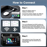 Adaptateur sans fil 2 en 1 CarPlay Android Auto, dongle CarPlay filaire vers sans fil avec convertisseur USB-A USB-C pour la plupart des voitures