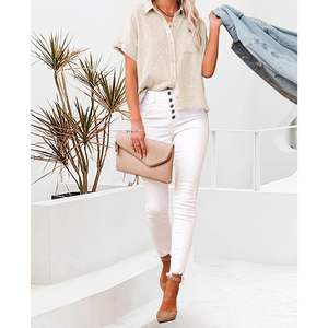 2025 femmes été décontracté deux pièces ensembles ample lin tenues avec haut short au-dessus du genou au-dessus du genou longueur quantité minimale de commande 2 pièces - Product Image 4