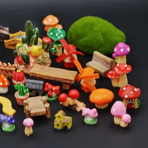 儿童儿童玻璃容器微型红色树脂迷你蘑菇仙女花园