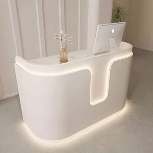 Inexpensive <b>White</b> MDF Modern Eco-Friendly Reception <b>Desk</b> for Beauty Salons Hotels Hospitals Outdoor Use with Cashier - Product Image 1
