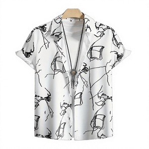 Chemise à manches courtes pour homme, style hip-hop, à col rabattu, à boutonnage simple, à motif floral, respirante, écologique, en popeline, pour l'été - Product Image 4