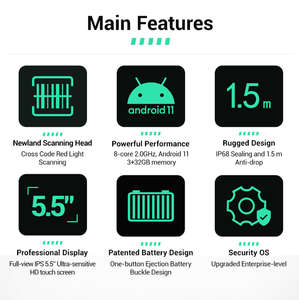 Hyatta modèle 5 industriel robuste Android 11 13 tablette <span class=keywords><strong>PC</strong></span> PDA de poche avec lecteur de codes à barres 1D/2D lecteur QR <span class=keywords><strong>Code</strong></span> RFID - Product Image 4