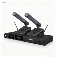 Système de microphone sans fil professionnel HKNC HK-D402-2L UHF à 2 canaux, tube carré, piles AA, connecteur XLR, contrôle du volume pour