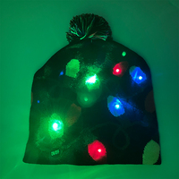 Bonnet tricoté lumineux avec lumières colorées et pompon pour fête d'hiver, Noël, événement nocturne, cadeau