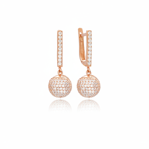 Boucles d'oreilles pendantes rondes élégantes en zircon en gros bijoux en argent sterling turc 925 - Product Image 2