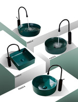 Robinet de lavabo moderne en céramique à montage sur plan, monocommande, finition polie, eau chaude/froide, rotatif et surélevé pour usage domestique