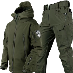 Giacche da uomo da esterno tattiche per l'autunno e l'inverno in pile calda tuta impermeabile per la caccia in poliestere - Product Image 1