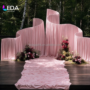 LEDA Hot Selling Adjustable Height 8ft 10ft White Metal Wave <b>Stand</b> Wedding <b>Backdrop</b> S Shape Curtain <b>Stand</b> for Events Decor - Product Image 1