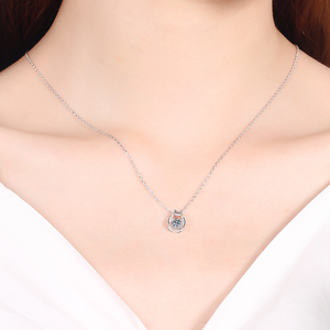 Joli <span class=keywords><strong>chat</strong></span> chanceux S925 <span class=keywords><strong>argent</strong></span> Sterling plaqué or blanc pendentif flottant Moissanite collier bijoux fins collier femmes cadeau - Product Image 6