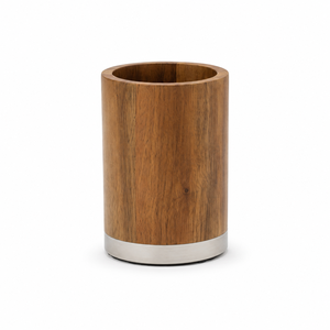 Juego de Accesorios de Baño de Madera Natural de Estilo Moderno con Detalles de Base de Metal Cepillado, Juego de Baño de 8 Piezas de Madera y Metal - Product Image 5