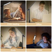 Lampe de bureau LED PC pliable à rotation multidirectionnelle, capteur tactile, charge USB/CA, 650lm, 5000K, 93Ra, idéale pour l'étude - Meilleure vente