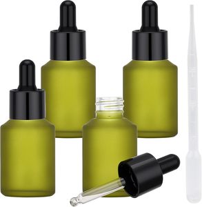 Flacon en verre givré transparent/ambre à épaule oblique de 30ml, 50ml, 120ml avec pompe pulvérisatrice, compte-gouttes et couvercle à vis, 100 pièces, estampage à chaud - Product Image 1