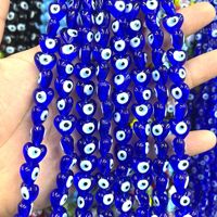 Perles de verre de murano Millefiori faites à la main pour la fabrication de bijoux DIY (cœur mauvais œil)