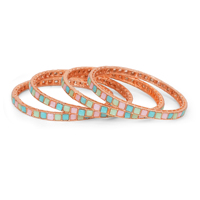 Bracelet Kada en métal tendance avec embellissement décoratif multicolore rose Pista et pierres de surf, style ethnique indien traditionnel