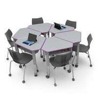 Bureau d'ordinateur portable en métal et bois pour étudiants, table et chaise triangulaire