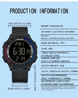 Reloj Digital de Lujo para Hombre SANDA 6158, Cronómetro Deportivo, Reloj Despertador para Estudiantes, Reloj Electrónico LED, Reloj de Pulsera de Silicona Resistente al Agua