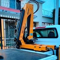 Grúa Hidráulica Pequeña de 1 Tonelada y 800 Kg, Grúa Telescópica Mini para Camioneta, Venta Directa de Fábrica en China