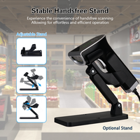 Escáner de código de barras con cable USB POS 2D, lector de código QR manos libres con soporte Z8 para la barra, más de 30 unidades