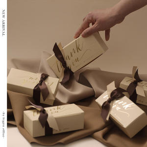 Boîte à bonbons rectangulaire colorée, boîte cadeau couleur crème pour amandes sucrées, ruban, boîte à <span class=keywords><strong>dragées</strong></span> de mariage style Instagram - Product Image 5