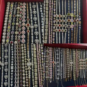 Assortiment de bracelets vintage plaqués or, sans ternissement, avec pierres naturelles, géométriques, <span class=keywords><strong>chrétiens</strong></span>, unisexes, en alliage - Product Image 4