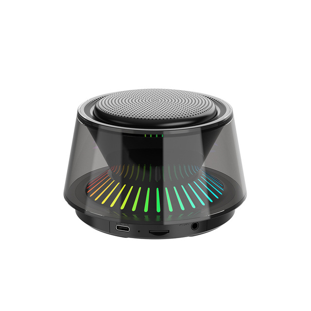 Portable Speaker with Colorful Glass Design New Home Desktop Atmosphere Light Battery Powered