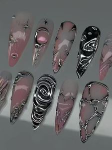 Alta gama hecha a mano Dark Aurora Europeo Americano metálico <span class=keywords><strong>Rosa</strong></span> ojo de gato arte de <span class=keywords><strong>uñas</strong></span> resistente diseño de chica caliente para dedos - Product Image 3