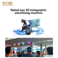 AZMAX Proyector Holográfico 3D de 42CM con Ventilador LED y Software, Equipo de Efecto 3D, Tarjeta TF, Publicidad, Proveedor OEM