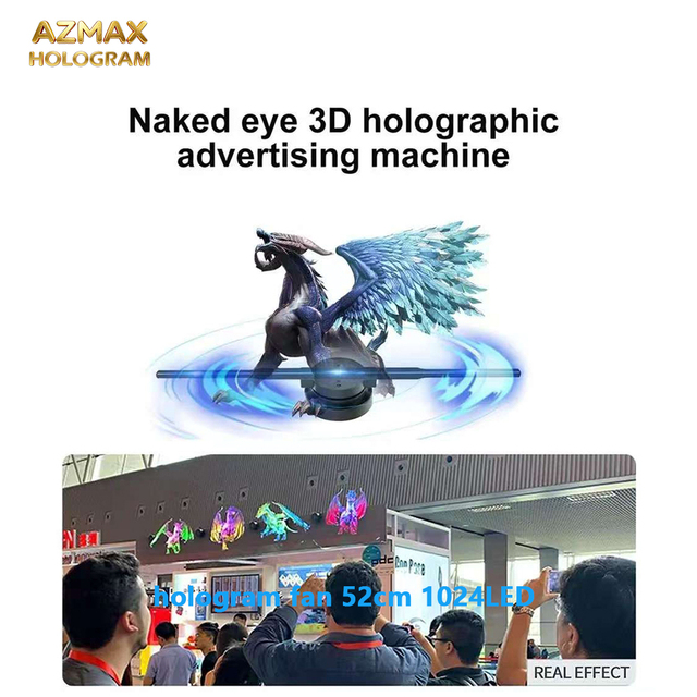 AZMAX Wholesale 42CM 3D Hologram Projector LED Fan Display with Software 3D Effect Equipment TF Card Publicity OEM Supplier