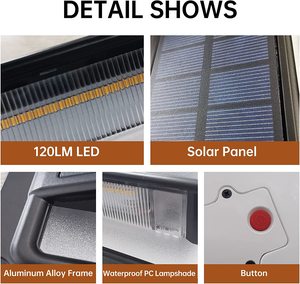 Factory directly -ESHINE New Bright <strong>Solar</strong> LED Sensor Wall <strong>Light</strong> IP65 Wireless Control Outdoor <strong>Garden</strong> Decoration Square Aluminum Alloy Waterproof 6000K - Product Image 3