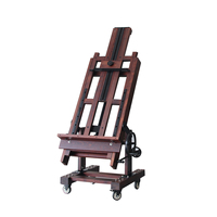 Chevalet de peinture professionnel en bois de hêtre à double bascule réglable à la main, grand modèle, avec quatre roues