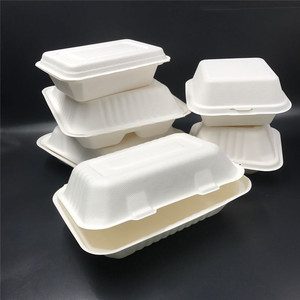 エコ食品包装6 "生分解性クラムシェルテイクアウェイ紙容器使い捨てサトウキビバガスバーガーボックス - Product Image 4