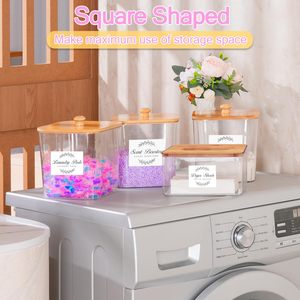 3 Pack Large Plastic Organizer <b>Laundry</b> Room Detergent <b>Storage</b> <b>Organization</b> and Container Jars with Lids - Product Image 5