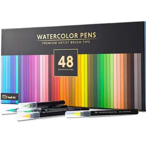 Gift Box : 48 Premium Watercolor Brush Pens, Highly Blendable, No Streaks, Water Color Markers, Unbelievable Value