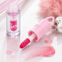 Nouvel Arrivage Brillant à Lèvres Oreilles de Lapin avec Charme, Marque Privée OEM/ODM, Sangle Pompon Rose, Clip Portable, Indispensable en Voyage