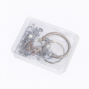 Boîte de rangement rectangulaire transparente en plastique avec couvercle pour bijoux, pièces détachées et matériel domestique - Product Image 2