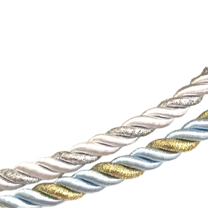 20% Polyester 80% Cotton 8 mm 3 Strands Double Color <b>Braided</b> Cord Tassel Golden Metallic Trim for Curtain Sofa Cushion - Product Image 1