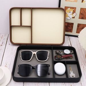 Premium Modern Luxury Valet Dice Tray PU Leather <b>Desk</b> Table Organizer 4 Compartment Catchall for Keys Phone Wallet Coin Jewelry - Product Image 2