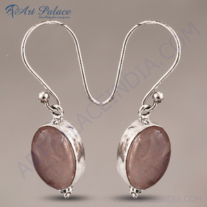 925 <b>Silver</b> Drop Earrings With Natural Rose Quartz Stone Bezel Setting Minimalist Women's Jewelry Everyday Wear - Product Image 2